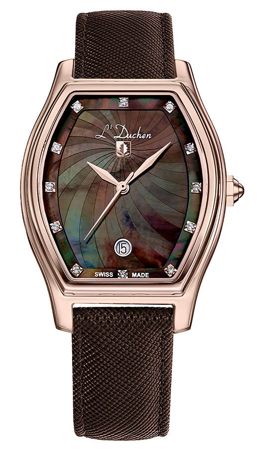 Женские часы L`Duchen Perfection D 641.42.38, механизм кварцевый, циферблат коричневый, браслет кожа — Изображение 1